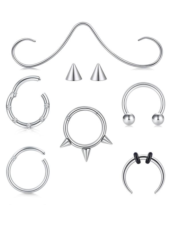 Punk Style Nose Ring, Stainless Steel Nose Ring, Fashion Body Piercing Jewelry for Women & Men, Trendy All-match & Exquisite Jewelry for Birthday Gift