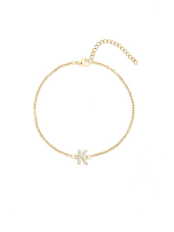 Rhinestone Letter Detail Anklet for Women & Girls, Fashion Jewelry for Party, Daily Clothing Decor, Trendy All-match & Exquisite Jewelry for Birthday Gift