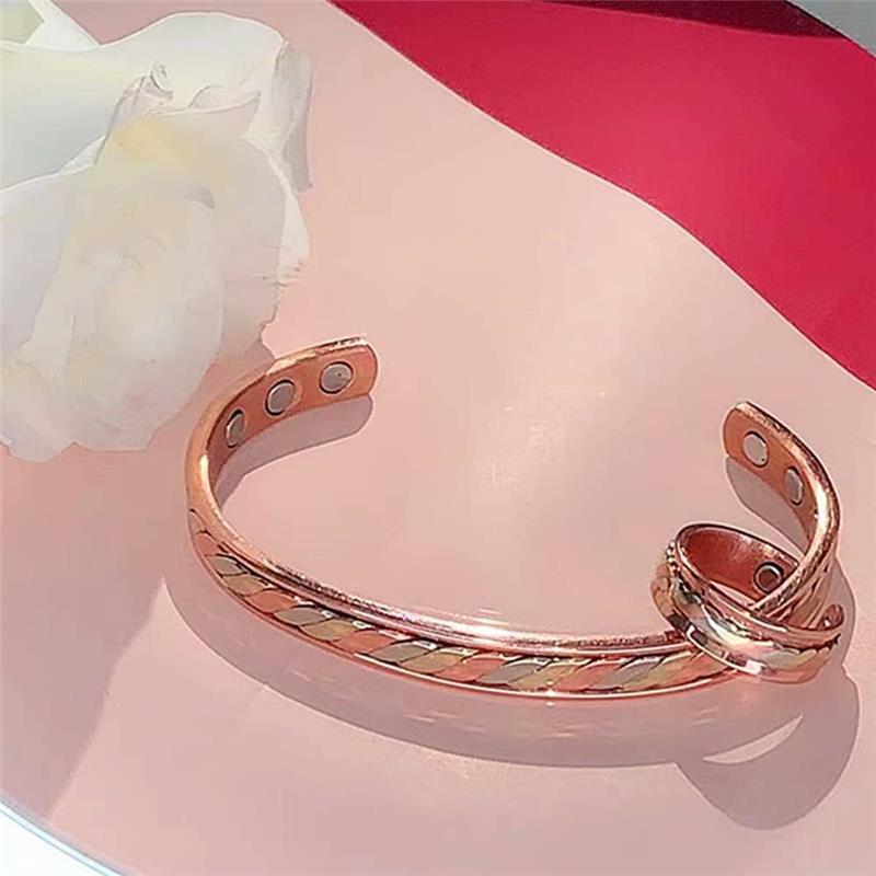 Magnetic Copper Bracelet & Ring adjustable size for Arthritis for Women