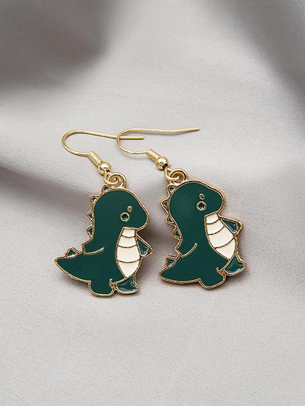 Cute Cartoon Dinosaur Design Dangle Earrings, 1 Pair Novelty Animal Theme Pendant Earrings, Fashionable Alloy Jewelry for Parties, Daily Clothing Decoration, Gift for Women and Girl