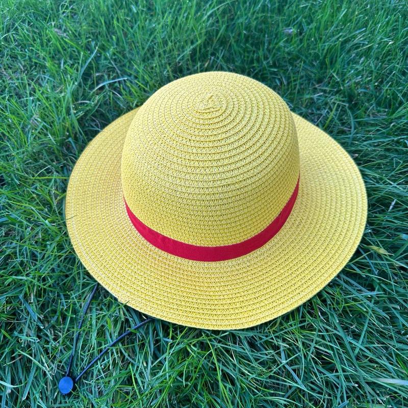 Stitched Luffy Straw Hat, Buggy Claw Marks, Men and Women, One Piece Inspired, Bamboo Material, Anime-Inspired Adventure Accessory, beach hats