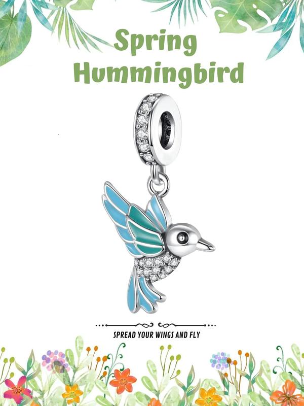 Rhinestone Decorated Hummingbird Design Dangle Charm, Cute Animal Design Charm for Women's Jewelry DIY Making, Trendy All-match & Exquisite Jewelry Accessory for Daily Wear