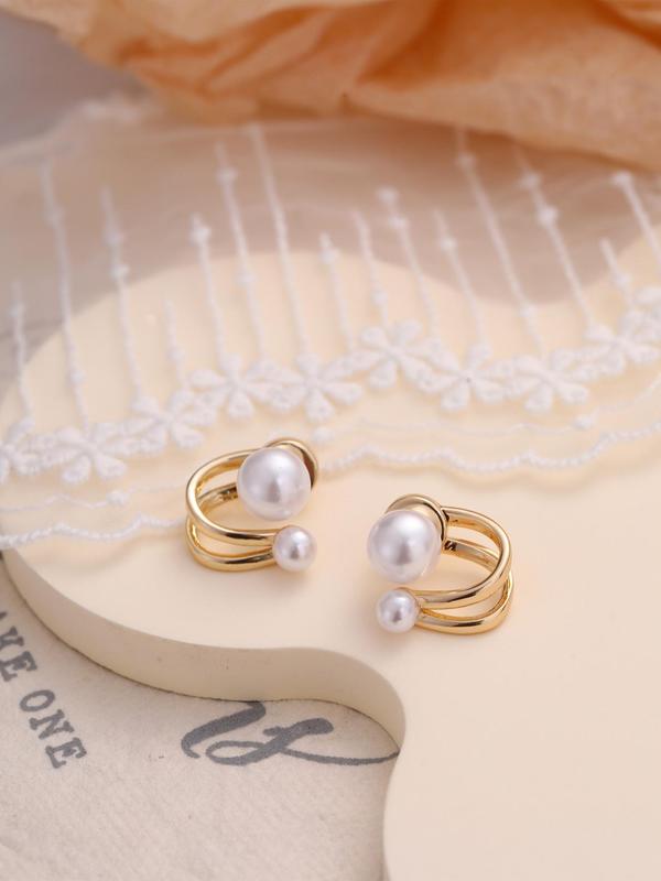 Women's Elegant Faux Pearl Decorated Stud Earrings (1 Pair), Exquisite Trendy Stud Earrings, Fashionable Jewelry for Women for Daily & Party Decoration