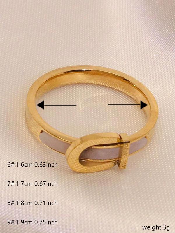 Fashion Belt Buckle Design Ring, Stainless Steel Matching Jewelry for Women for Daily Decoration, Creative Accessory