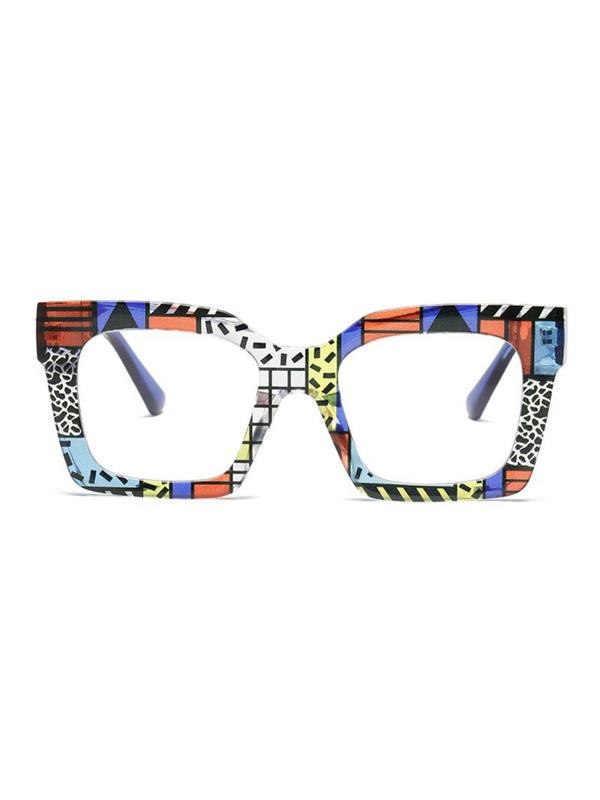 Unisex Vintage Colorblock Square Frame Eyeglasses, Trendy Casual Eyeglasses for Everyday Use, Fashion Accessories for Outdoor Activities