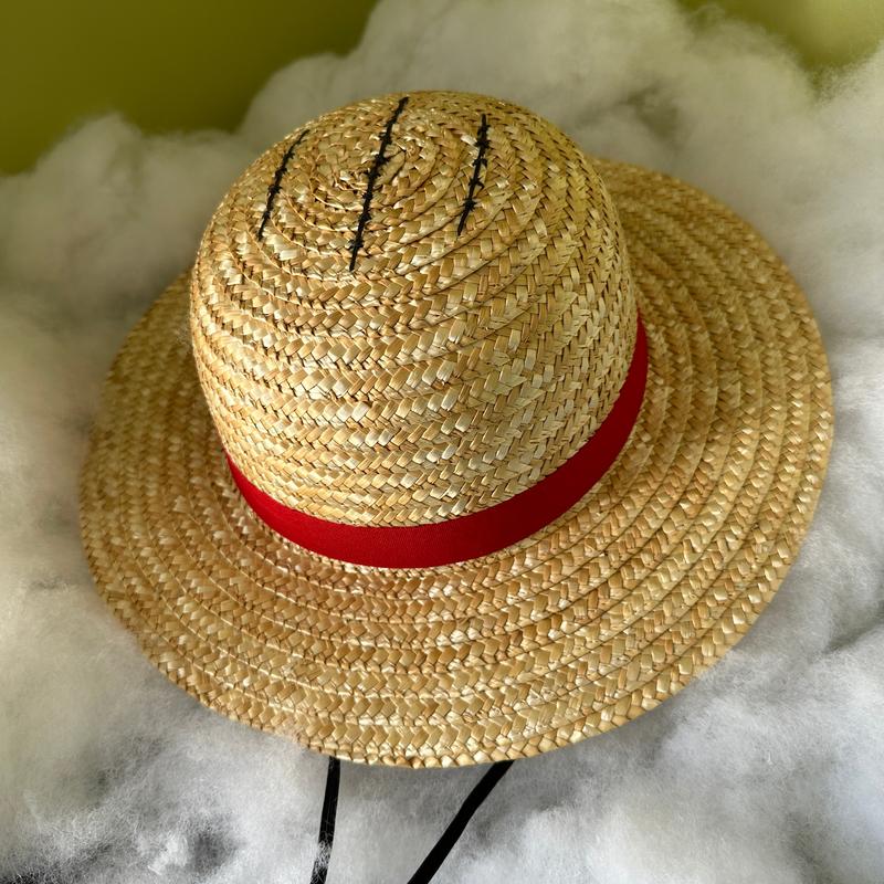 Stitched Luffy Straw Hat, Buggy Claw Marks, Men and Women, One Piece Inspired, Bamboo Material, Anime-Inspired Adventure Accessory, beach hats