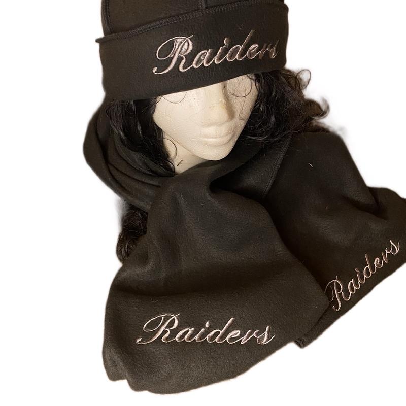 Raiders hat and beanie set long scarf