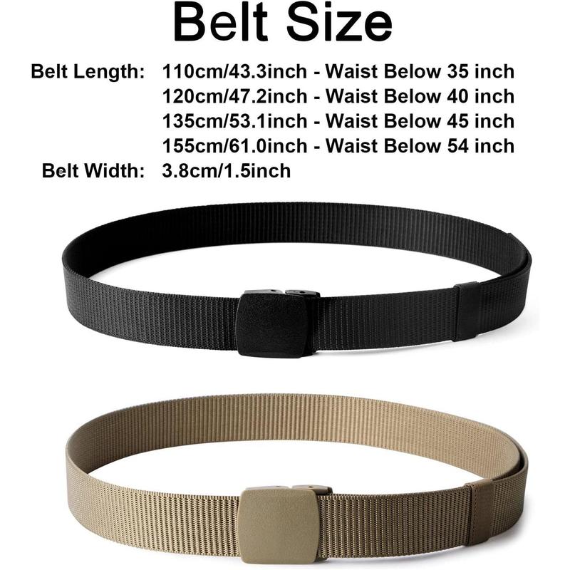 Nylon Military Tactical Men Belt 2 Pack Webbing Canvas Outdoor Web Belt with Plastic Buckle gift for Men