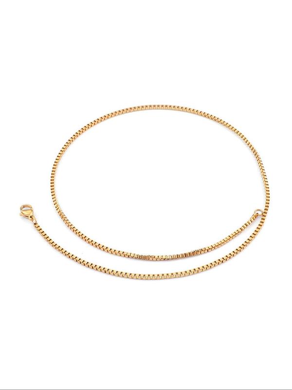 Simple Style Plain Color Stainless Steel Chain Necklace, Fashion Jewelry for Party, Daily Clothing Decor, Trendy All-match & Exquisite Jewelry for Birthday Gift