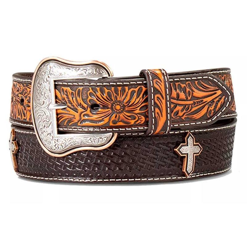 Ariat Men's Basketweave Sunburst Cross Belt