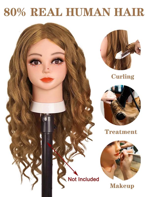 Long Straight Hair Wig Model Head,  Hair Wig Model Head with Table Clamp Holder for Hairdresser Practice, Hair Styling Braiding Cutting Practice Head