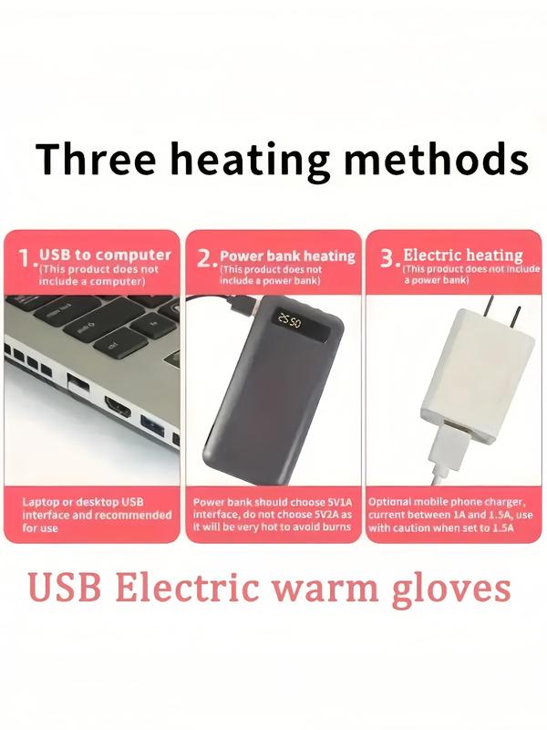 USB Rechargeable Electric Heated Gloves, Unisex Touch Screen Thermal Gloves, Winter Warm Gloves for Outdoor Sports, Fashion Accessories for Men & Women