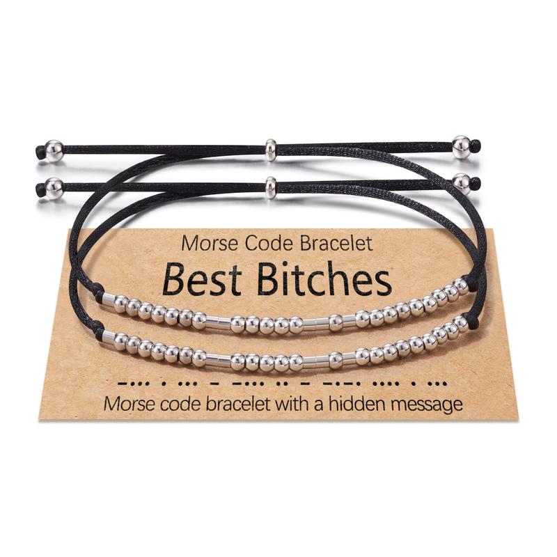 Morse Code Bracelets for Women Men, String Bracelets, Inspirational Bracelets for Best Friend Unbiological Sister Daughter Niece Adjustable Bracelets