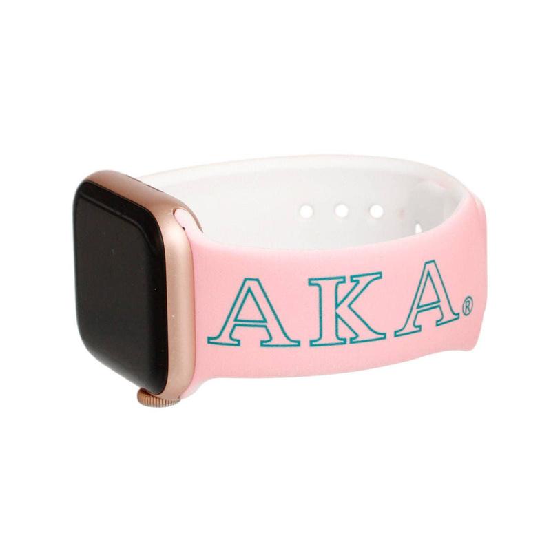 AKA Sorority Pink 1908 Watch Band Strap Women: Pink and Green   Rhodium   Adjustable