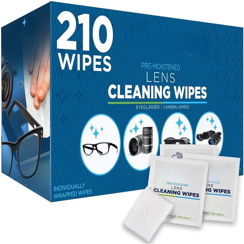 Lens Cleaning Wipes for Eyeglasses, 210ct - Individually Wrapped, Eye Glass Cleaning, Lens Wipes for Glasses Sunglasses, Packaging May Vary