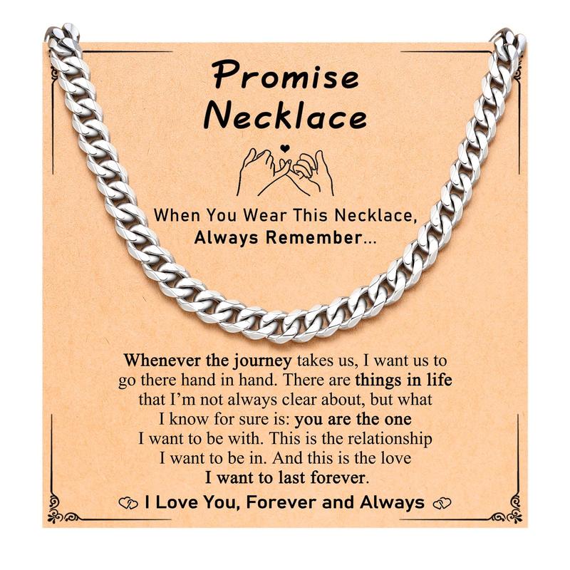 Stainless Steel Mens Cuban Link Chain 20 Inches Promise Necklace for Him Men Birthday Christmas Anniversary Valentines Day Gift Ideas