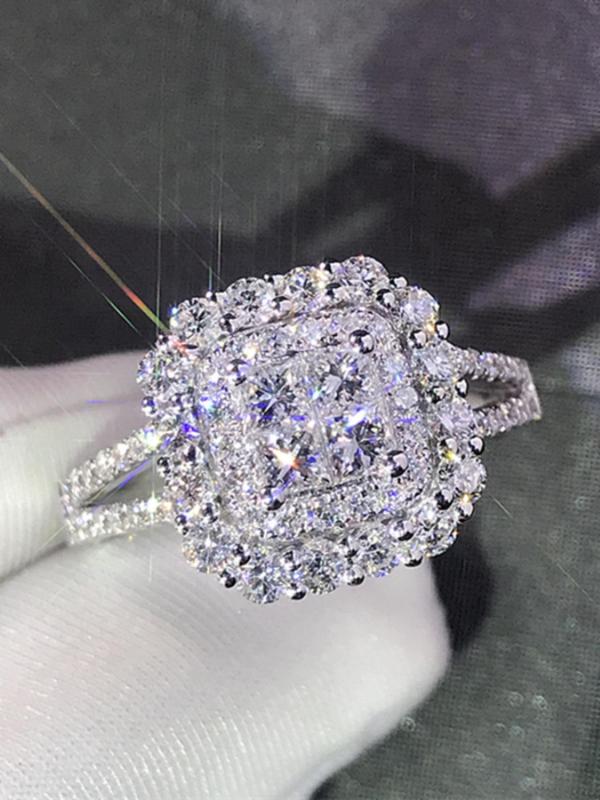 Elegant Rhinestone Decorated Ring, Fashion Accessories for Women for Party, Daily Clothing Decor, Trendy All-match & Exquisite Jewelry for Birthday Gift