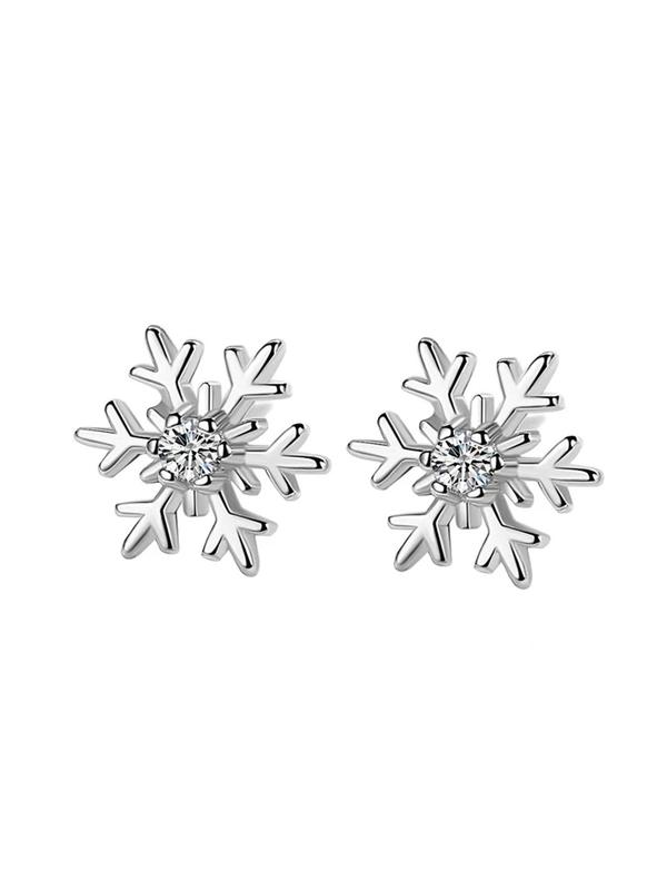 Snowflake Design Rhinestone Decor Stud Earrings, Elegant Jewelry for Women for Party, Daily Clothing Decor, Trendy All-match & Exquisite Jewelry for Birthday Gift