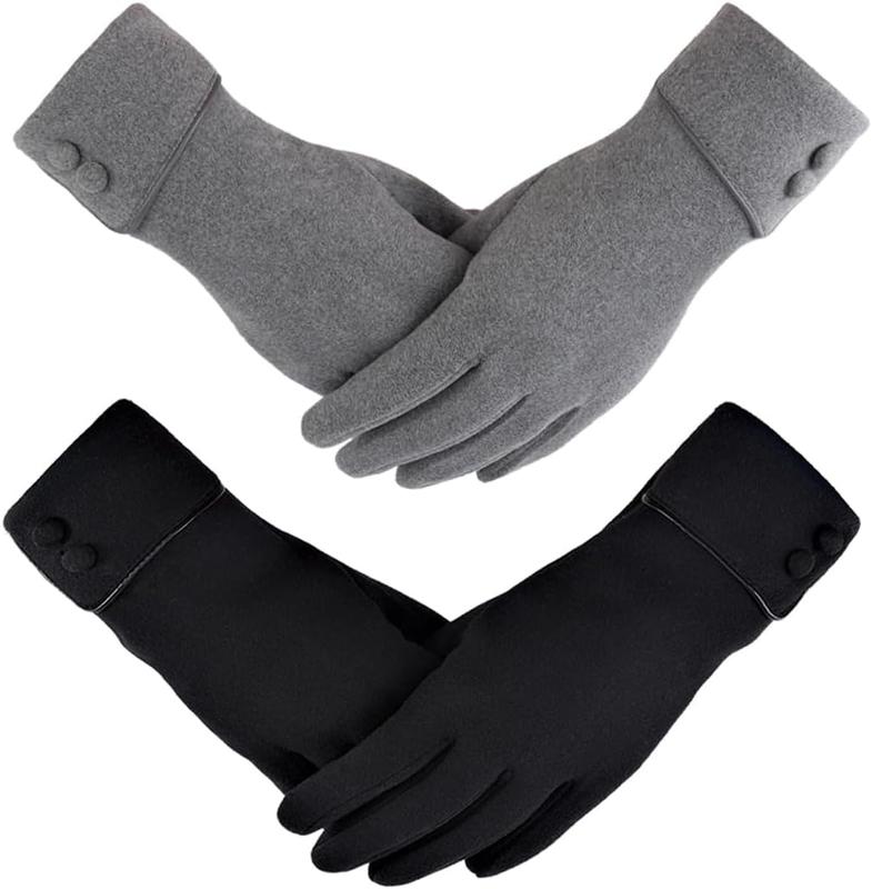 Women's Winter Warm Gloves Touch Screen Texting Lined with Plush Warm Gloves 2 Pairs