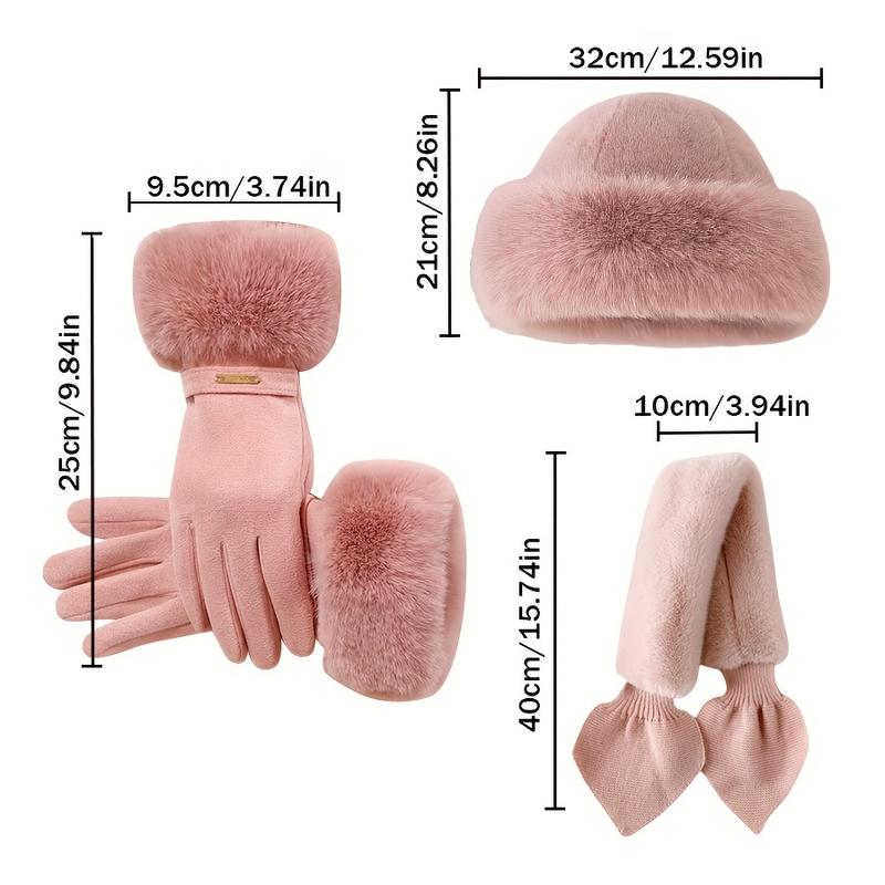 Comfortable 3-Piece Winter Clothes: Windproof Plush Bonnet, Gloves and Scarves-Perfect for Outdoor Activities, Ideal Christmas Gifts