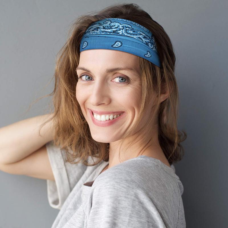 10 Pieces Women Yoga Headbands Paisley Headbands Wide Bandana Headband Stretchy