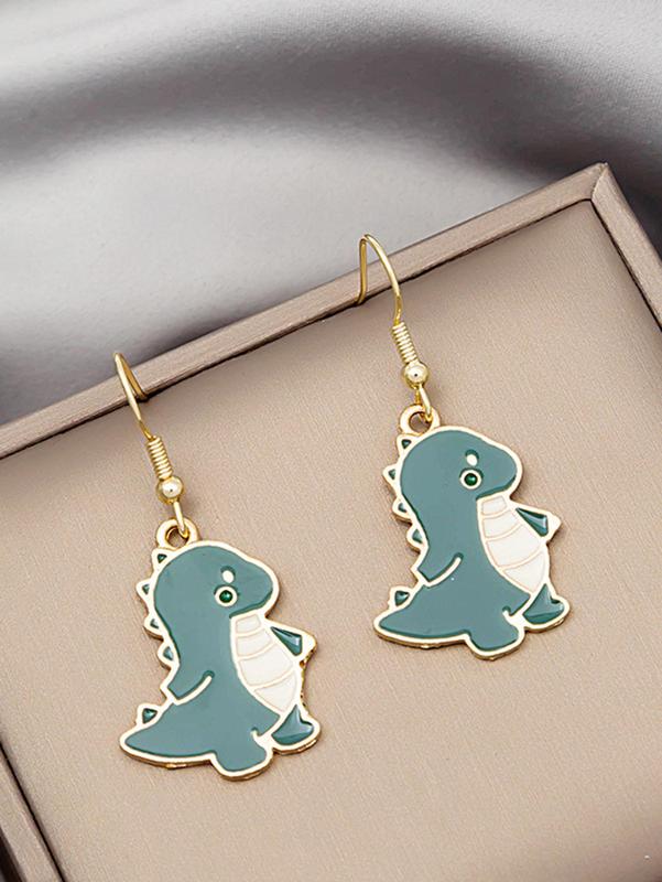 Cute Cartoon Dinosaur Design Dangle Earrings, 1 Pair Novelty Animal Theme Pendant Earrings, Fashionable Alloy Jewelry for Parties, Daily Clothing Decoration, Gift for Women and Girl