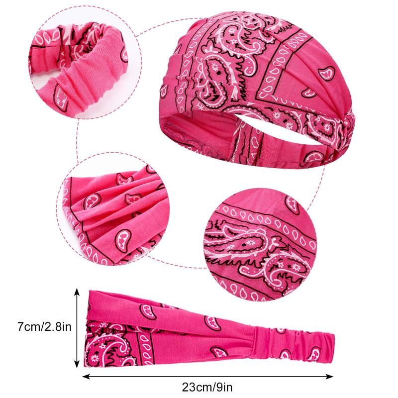 10 Pieces Women Yoga Headbands Paisley Headbands Wide Bandana Headband Stretchy