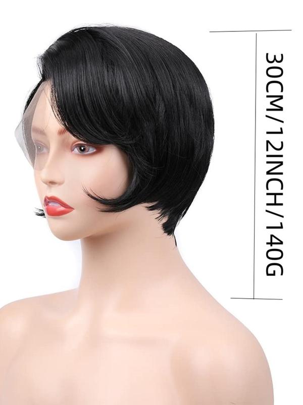 12 Inch Short Straight Pixie Cut Wigs for Women, Gorgeous Fluffy Wigs without Bangs, Synthetic Hair Lace Front Wigs for Party, Daily Use