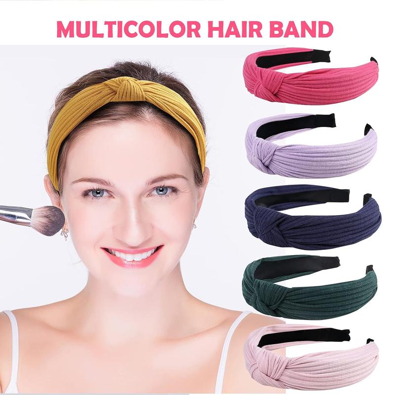 10 Pack Knotted Wide Headbands for Women Cute Fashion  Wrap in Solid Color Non-slip Hair Accessories for Daily Festival Presents