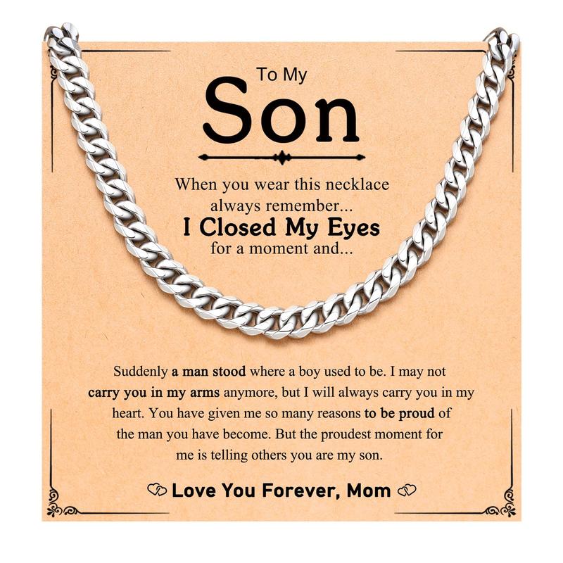 Stainless Steel Mens Cuban Link Chain 20 Inches Promise Necklace for Him Men Birthday Christmas Anniversary Valentines Day Gift Ideas