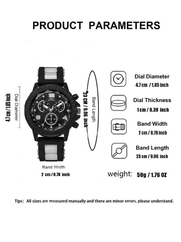 Men's Sporty Minimalist Quartz Watch, Fashion Watch with Silicone Strap, Trendy All-match & Exquisite Accessories for Birthday Gift without Box