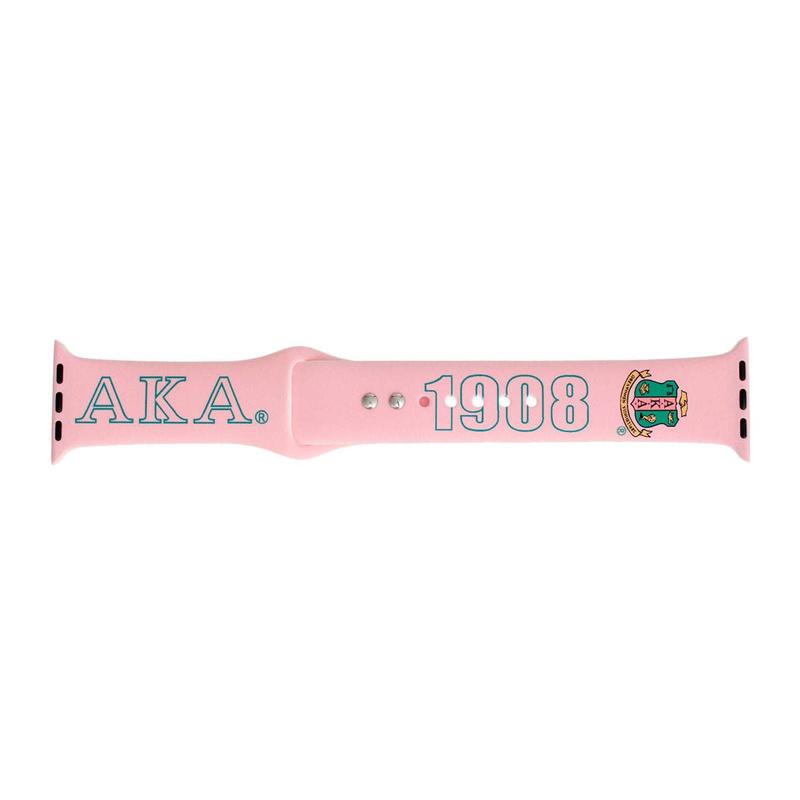 AKA Sorority Pink 1908 Watch Band Strap Women: Pink and Green   Rhodium   Adjustable