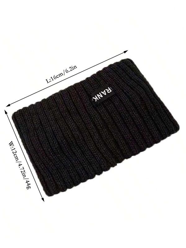 Women's Letter Patch Solid Color Knit Hair Band, Casual Wide Band Hair Band for Fall & Winter, Fashion Warm and Stylish Hair Band for Women, Suitable for Street, Outdoor Sports