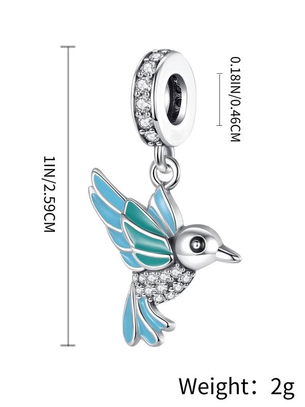 Rhinestone Decorated Hummingbird Design Dangle Charm, Cute Animal Design Charm for Women's Jewelry DIY Making, Trendy All-match & Exquisite Jewelry Accessory for Daily Wear