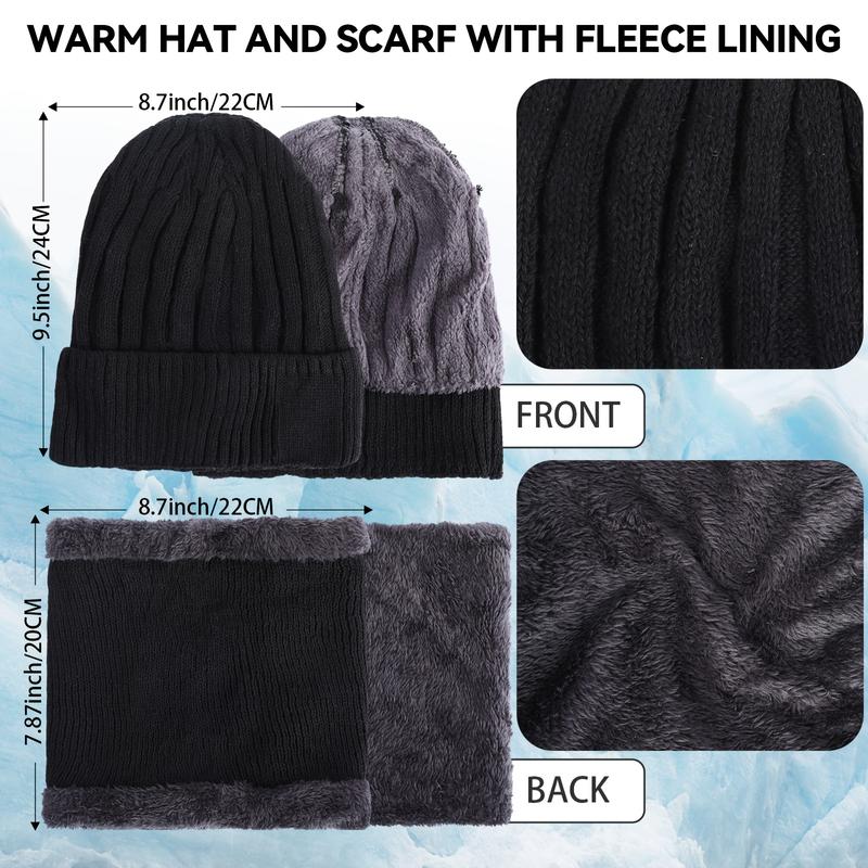 15-Piece Set Winter Essential Suit: Touch Screen Compatible Hat, Scarf, Gloves and Neck Scarf with Fleece Lining-Men's Comfortable Polyester Blend