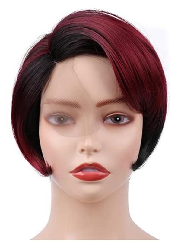 12 Inch Short Straight Pixie Cut Wigs for Women, Gorgeous Fluffy Wigs without Bangs, Synthetic Hair Lace Front Wigs for Party, Daily Use