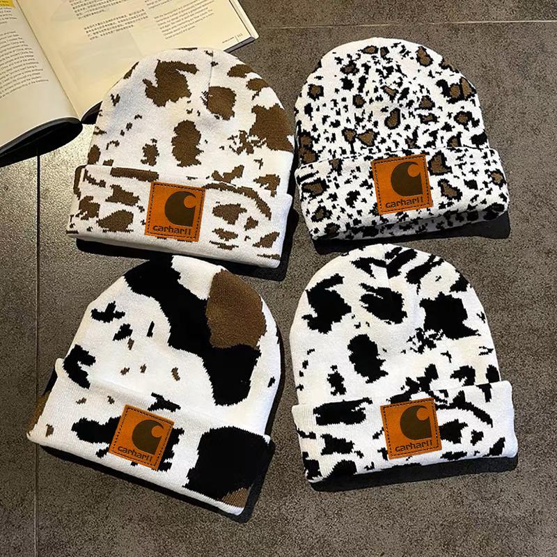 Cow Print Fall Weather Unisex Beanie Hat