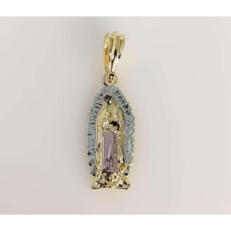 Plated Tri-Color Virgin Mary Pendant