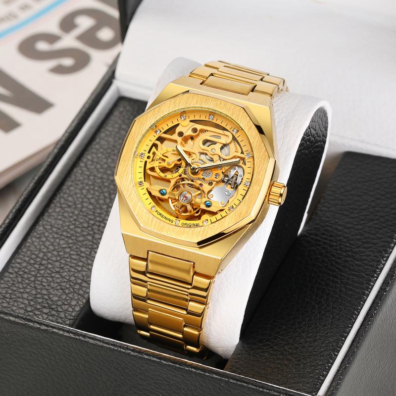 Stylish Classic Men's Mechanical Watch Business Waterproof Luminous Watch Suitable for Party, Daily Decoration, Fashion Watch with Box Birthday Gift Men's Mechanical Watch