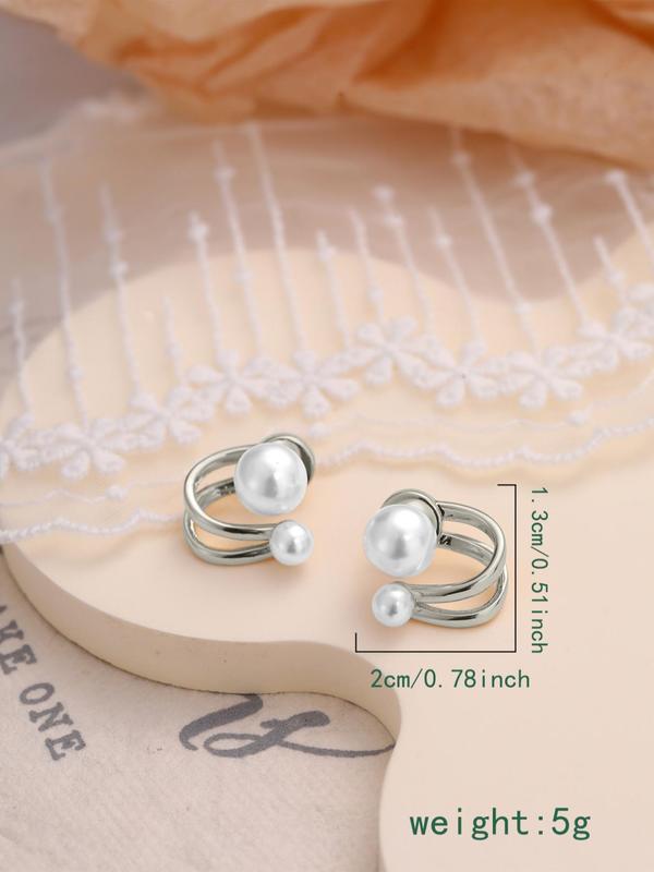 Women's Elegant Faux Pearl Decorated Stud Earrings (1 Pair), Exquisite Trendy Stud Earrings, Fashionable Jewelry for Women for Daily & Party Decoration