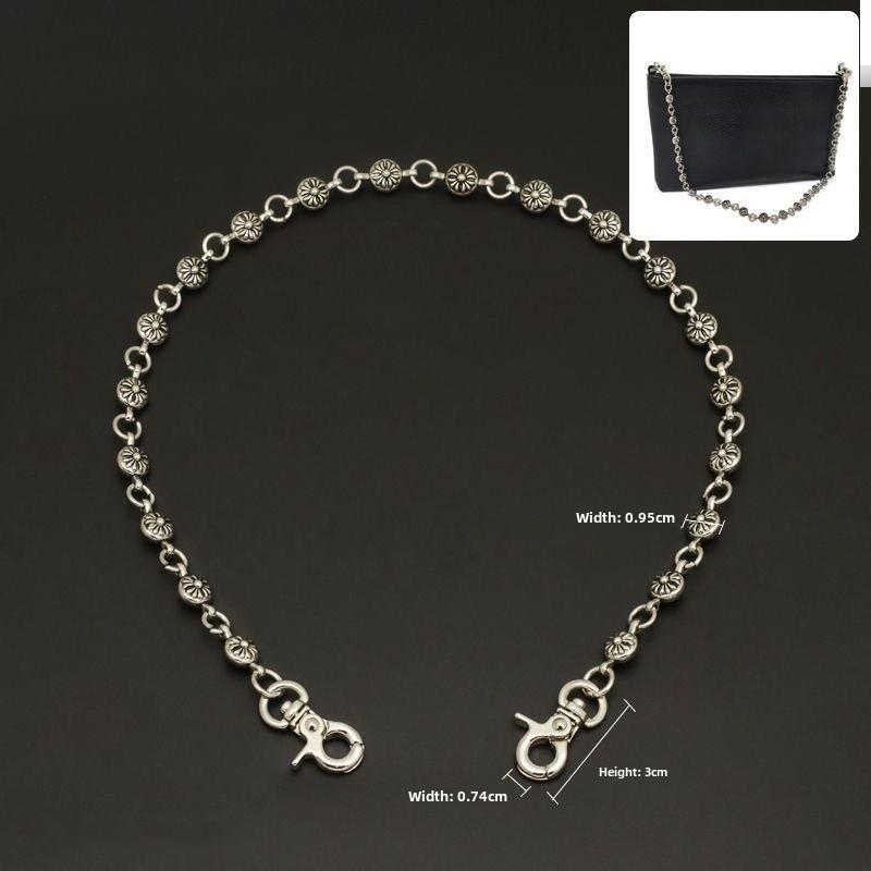 Cool boys and girls round bead cross double buckle waist chain pants chain personality retro bag hanging chain versatile, the first choice for gifts