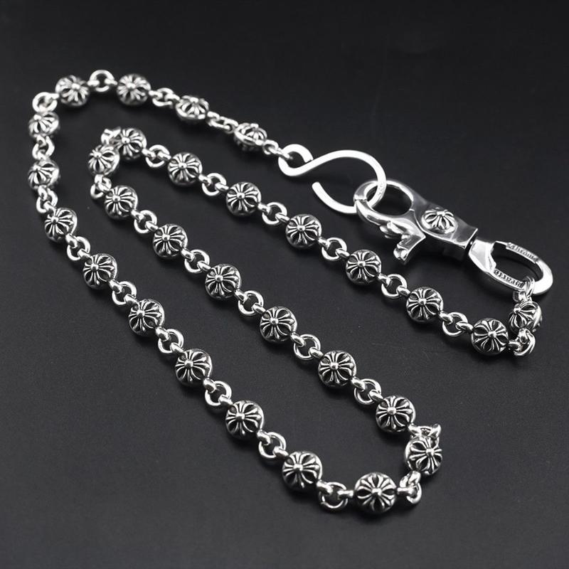 Cool boys and girls round bead cross double buckle waist chain pants chain personality retro bag hanging chain versatile, the first choice for gifts