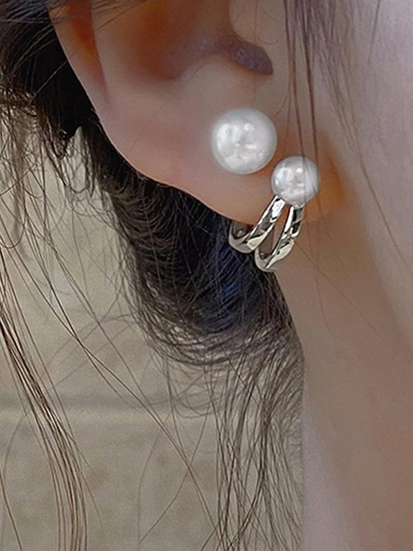 Women's Elegant Faux Pearl Decorated Stud Earrings (1 Pair), Exquisite Trendy Stud Earrings, Fashionable Jewelry for Women for Daily & Party Decoration