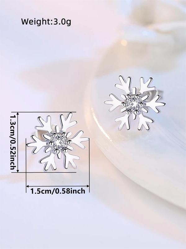 Snowflake Design Rhinestone Decor Stud Earrings, Elegant Jewelry for Women for Party, Daily Clothing Decor, Trendy All-match & Exquisite Jewelry for Birthday Gift