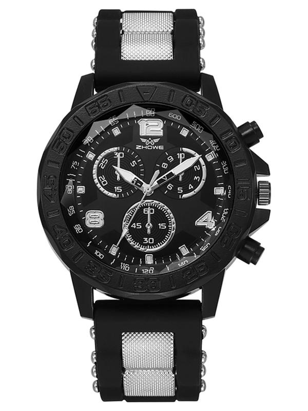 Men's Sporty Minimalist Quartz Watch, Fashion Watch with Silicone Strap, Trendy All-match & Exquisite Accessories for Birthday Gift without Box