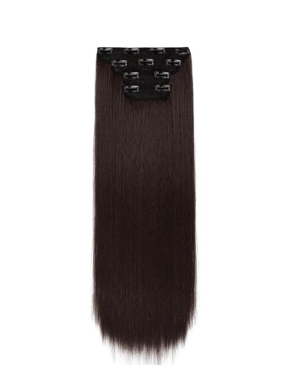 28 Inch Long Clip in Hair Extensions, 2024 New Natural Straight Beginners Glueless Hairpieces, Full Head Synthetic Fiber Hair Extensions for Women