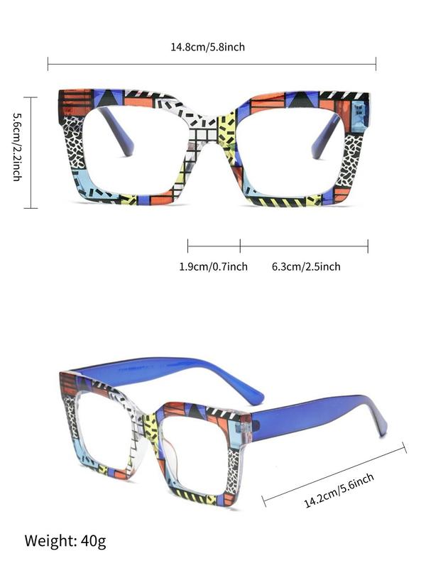 Unisex Vintage Colorblock Square Frame Eyeglasses, Trendy Casual Eyeglasses for Everyday Use, Fashion Accessories for Outdoor Activities