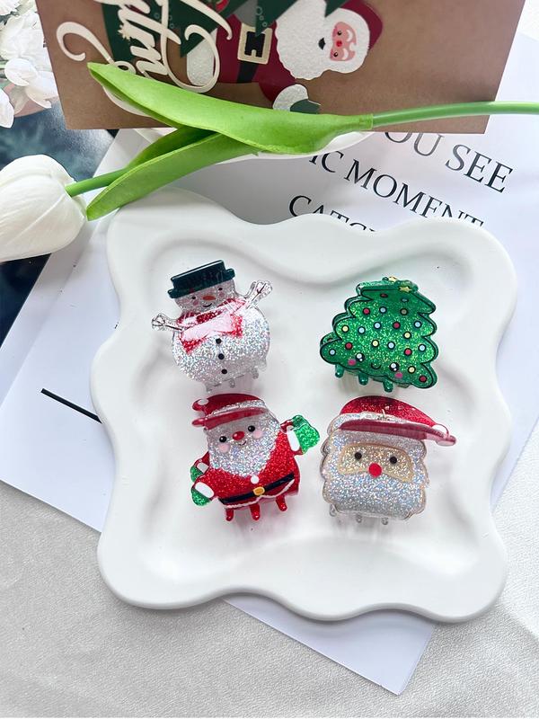 Cute Christmas Themed Snowman   Christmas Tree   Santa Claus Design Hair Claw, Fashionable Hair Accessories for Women & Girls, Cute Lovely Hairwear for Daily Used