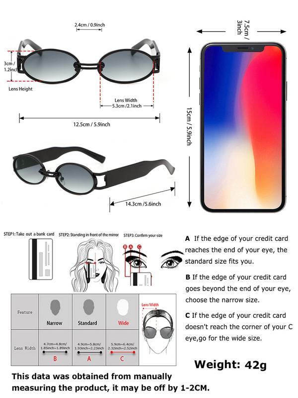 Simple Matching Sunglasses for Everyday Use, Summer Minimalist 2024 Trendy Oval Frame Fashion Glasses for Men & Women, Travel Accessories