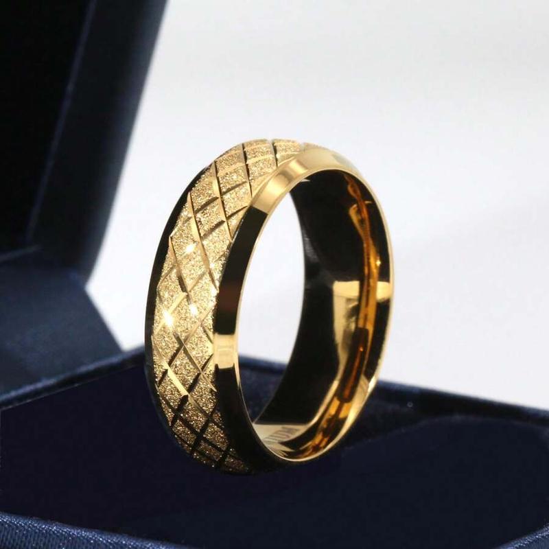 8mm wide matte gold tungsten steel ring, simple design for men, birthday gift for boyfriend